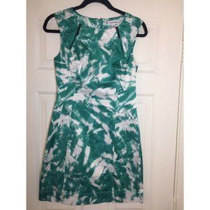 Calvin Klein NWT Sheath Greenish Aqua /  White Dress size 4 Sleeveless Cocktail
